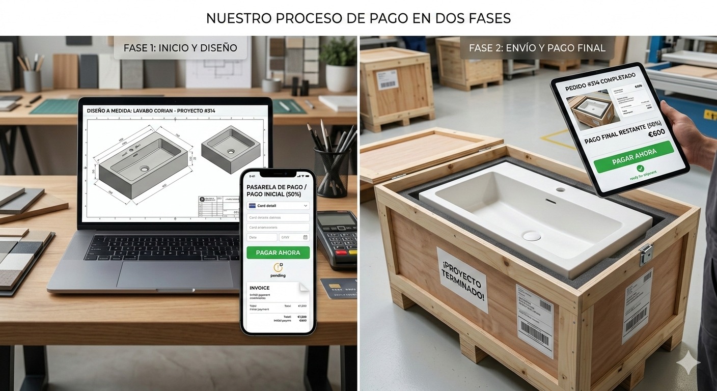 Sistema de pago y fabricación en dos fases para productos de Corian®